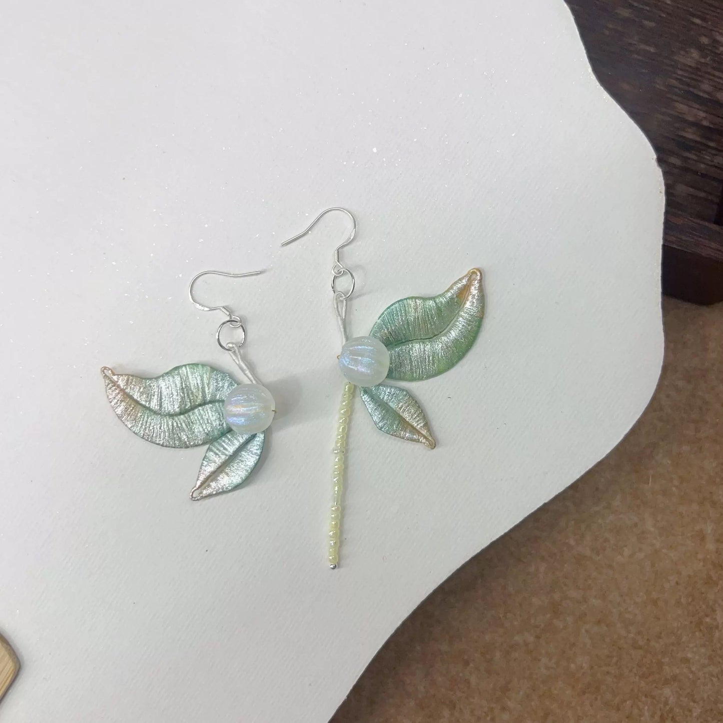 Celestial Dew Silk Leaf Earrings