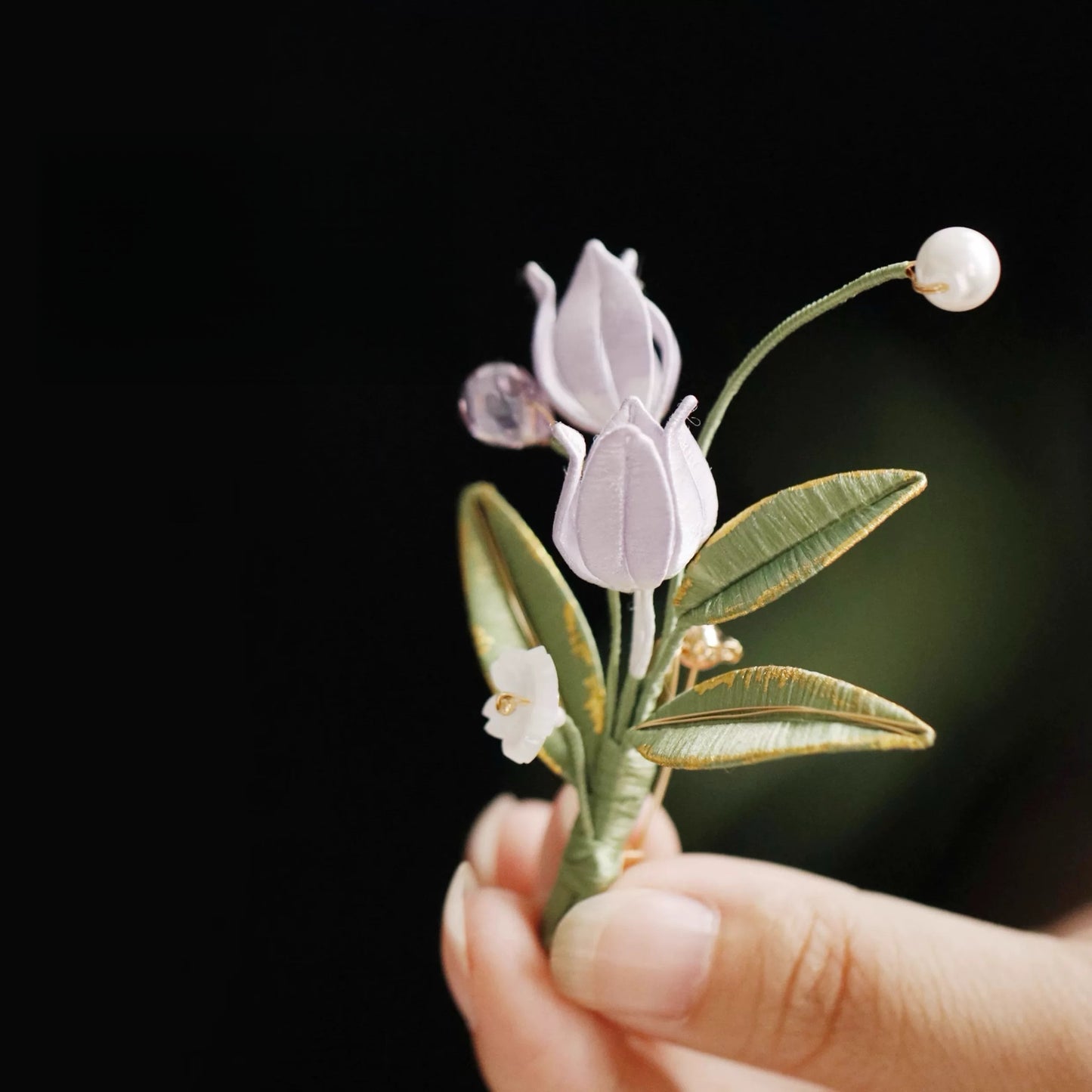 Lavender Bud Silk Hair Clip — Threaded Bloom Collection