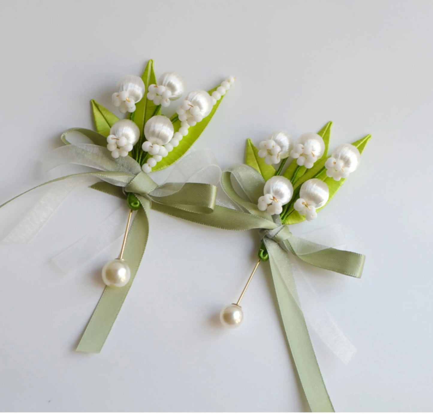Lily of the Valley Silk Brooch - Heritage Botanical Design