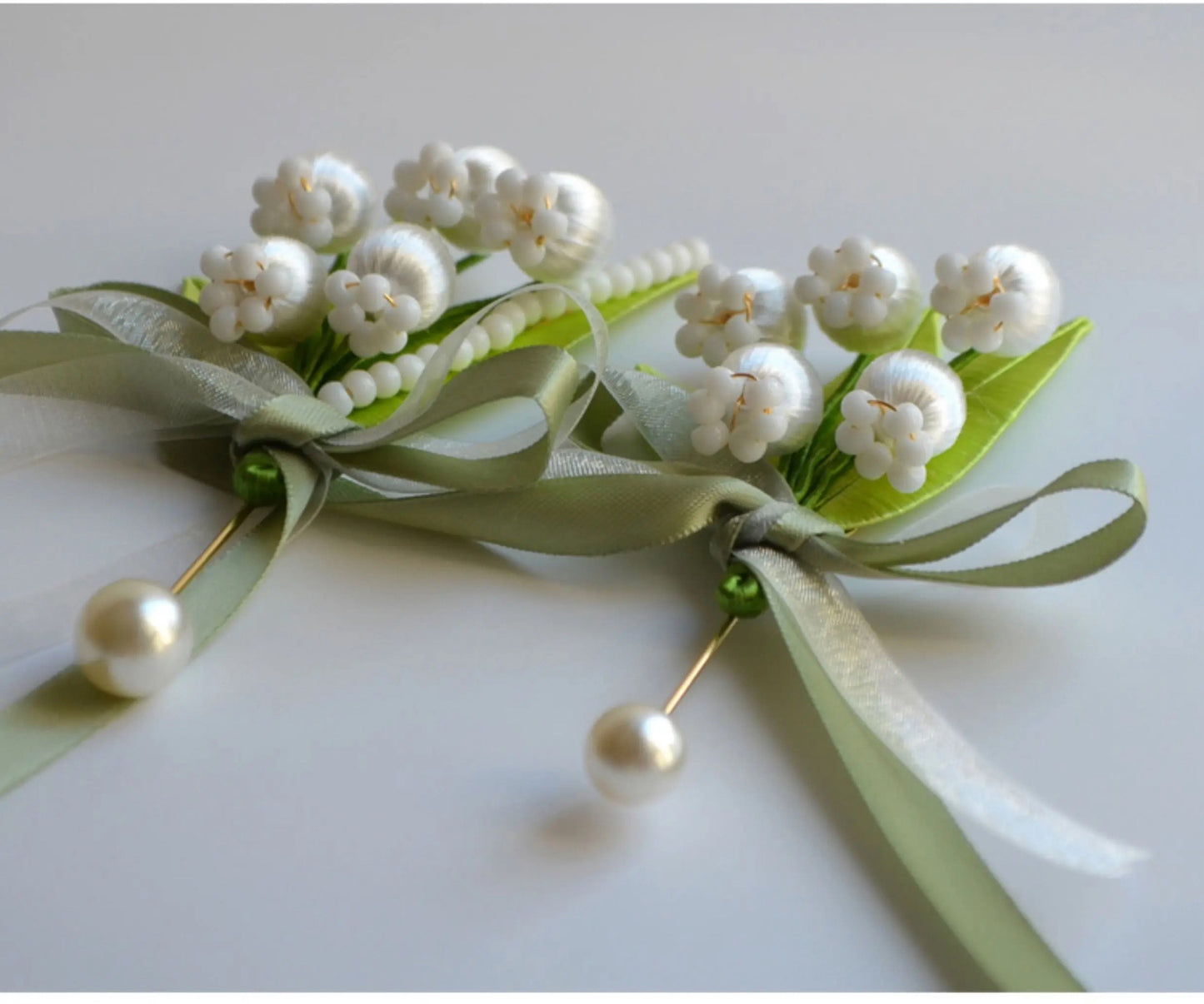 Lily of the Valley Silk Brooch - Heritage Botanical Design